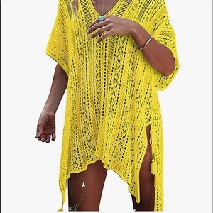 Lacy Yellow Swimsuit Beach Cover OS NWOT